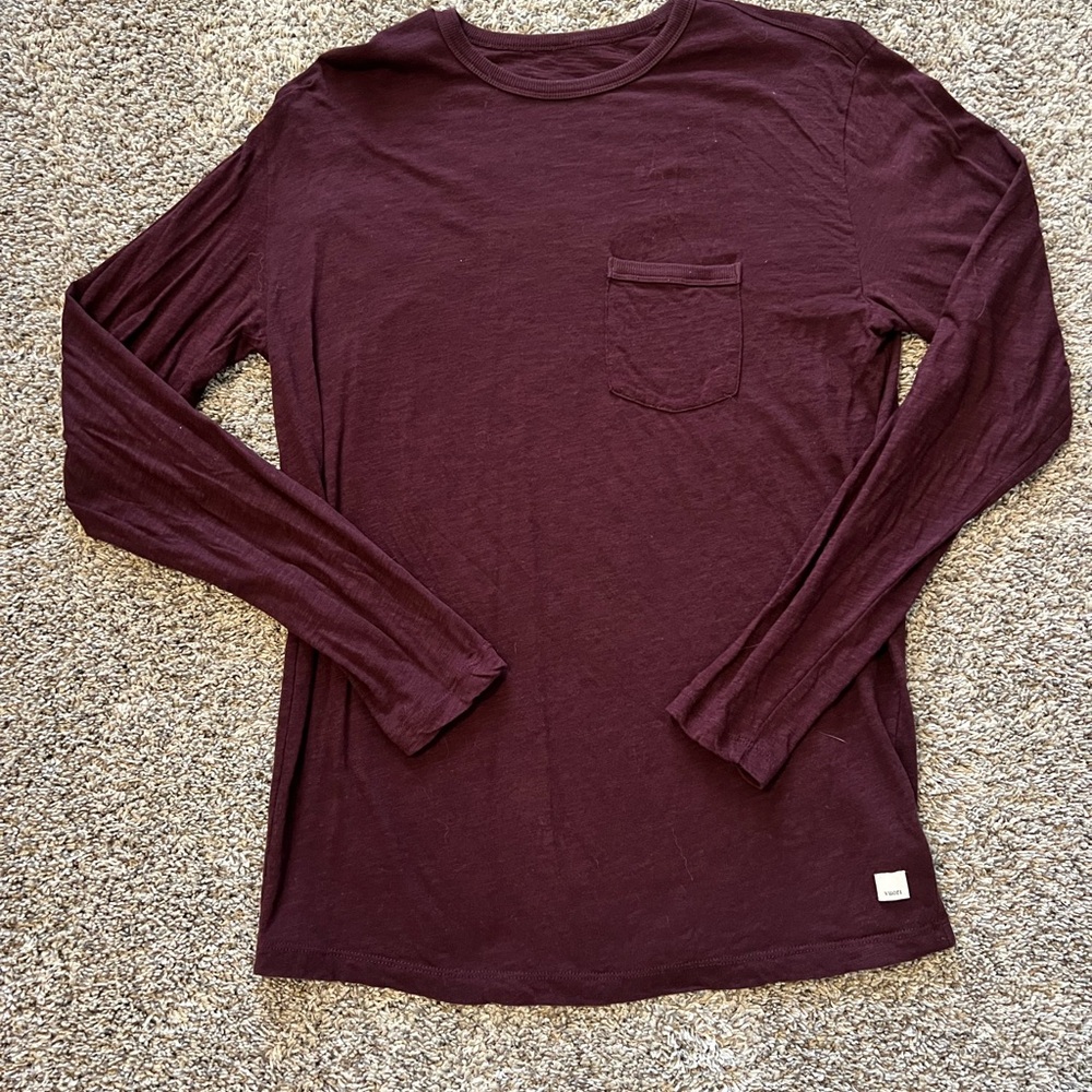 Vuori Men Maroon Long Sleeve Tee with Pocket